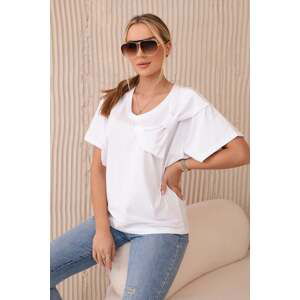 Cotton blouse with decorative bow white