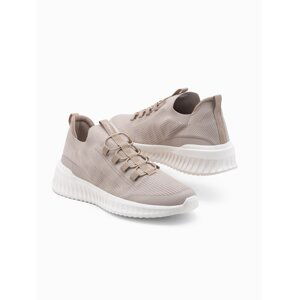 Ombre Men's ankle sneakers in combined materials - beige