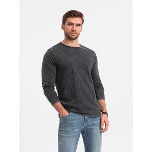 Ombre Men's wash longsleeve with round neckline - black