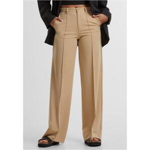 Women's wide pleated trousers - unionbeige