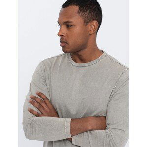 Ombre Men's wash longsleeve with round neckline - light grey