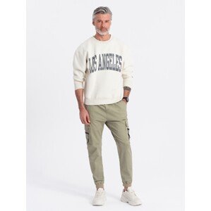 Ombre Men's JOGGER pants with zippered cargo pockets - khaki