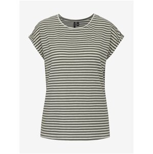 Women's white and green striped T-shirt Vero Moda Ava - Women