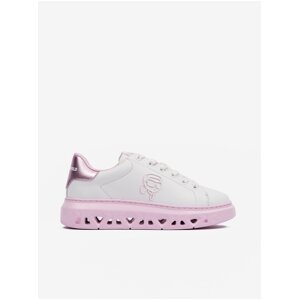 Pink and white women's leather sneakers KARL LAGERFELD Kapri Kite Karl - Women