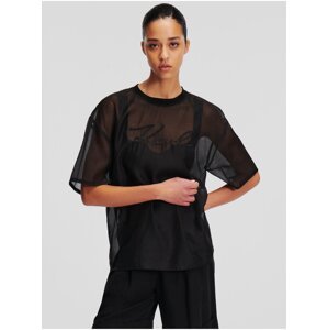 Black women's oversize t-shirt KARL LAGERFELD Organza T-shirt - Women