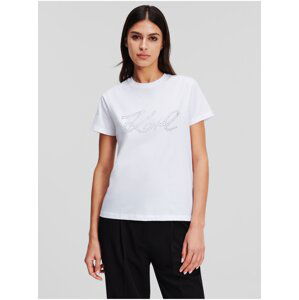 White women's T-shirt KARL LAGERFELD Rhinestone Logo - Women