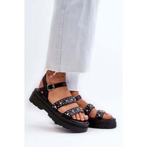 Women's Decorated Sandals Eco Leather Black Arcida
