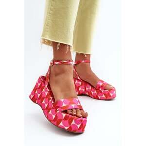 Patterned Platform Sandals And Fuchsia Wiandia Wedge