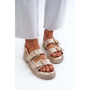 Women's Sandals with Buckles Eco Leather Gold Konantia