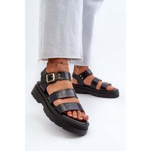 Women's sandals with chunky soles, black Nicarda