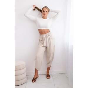 Wide-leg trousers with pockets beige