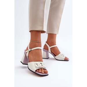Elegant high-heeled sandals with embellishment, white D&A