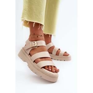 Beige Nicarda women's sandals on a robust sole
