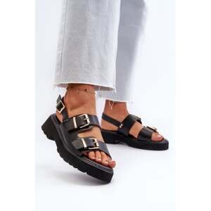 Women's Sandals with Buckles Eco Leather Black Konanttia