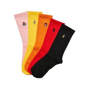 Fruit embroidery socks 5-pack multicolored