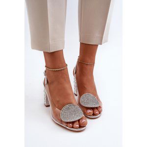 Silver D&A High Heeled Transparent Sandals
