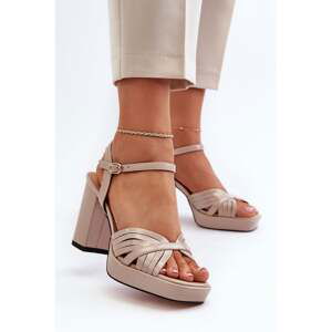 Women's Patented High Heel Sandals Beige D&A