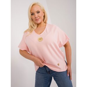 Plus Size Peach Blouse with Patches