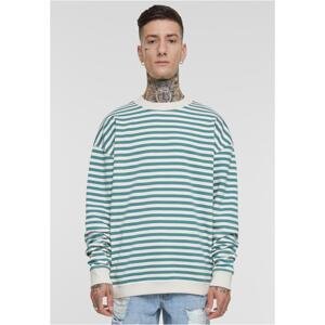 Men's Striped Crewneck Sweatshirt - White Sand/Green