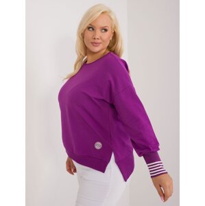 Purple plus size blouse with long sleeves