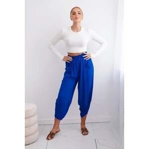 Wide-leg trousers with cornflower blue pockets