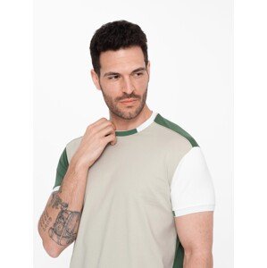 Ombre Men's t-shirt with elastane with colored sleeves - green