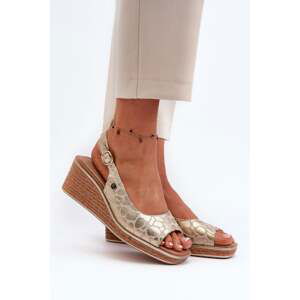 Sergio Leone women's sandals on a gold wedge