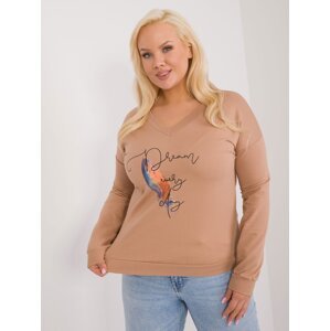 Camel plus size blouse with print