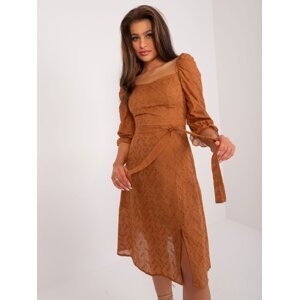 Light brown summer dress with embroidery