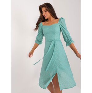 Mint midi dress with puffy sleeves