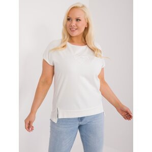 Ecru Casual Plus Size Blouse with Heart