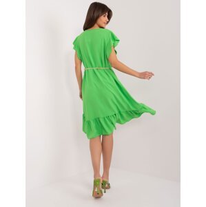 Light green flared dress with ruffles