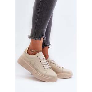 Women's leather sneakers on a beige Gatira platform