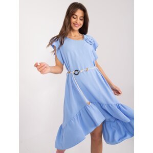Light blue asymmetrical dress with ruffles