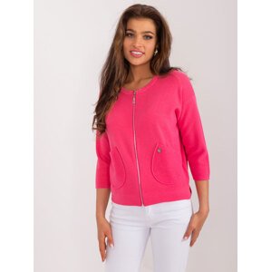 Navy pink women's sweater with a round neckline