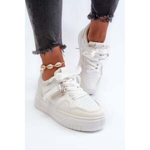 Women's platform sneakers made of eco leather, white moun