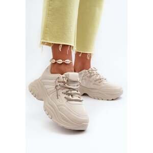 Women's sneakers with a chunky sole with decorative lacing beige Relissa