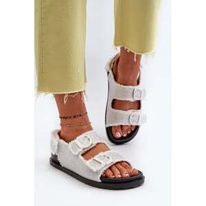 Women's Embellished Denim Sandals White Irmale