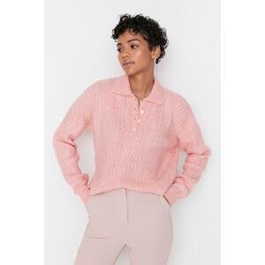 Trendyol ružový široký pletený sveter s mäkkou textúrou
