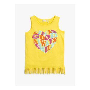 Koton Crew Neck Standard Fit Printed Yellow Girls' Singlet -