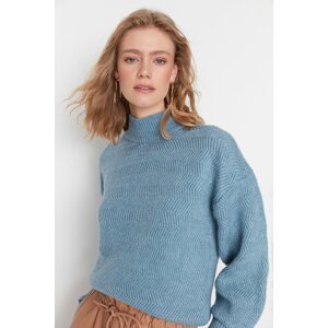 Trendyol Blue mäkký textúrovaný základný pletený sveter