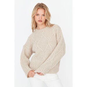 Trendyol Stone mäkký textúrovaný široký pletený sveter
