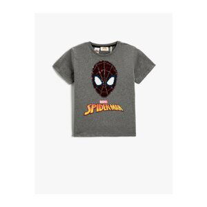 Koton Sequined Spiderman Licensed T-Shirt