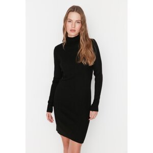 Trendyol Black Black Mini Knitwear High Collar Dress