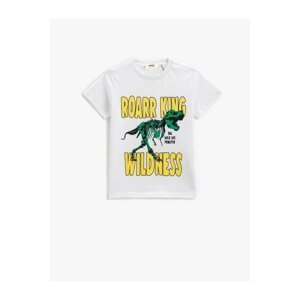 Koton Dinosaur Print T-Shirt Short Sleeved Crew Neck Cotton