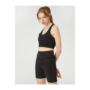 Koton Normal Waist Sport Biker Leggings with Stitching Detail.