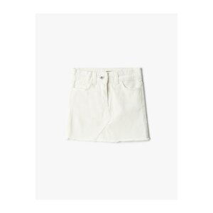 Koton Denim Mini Skirt with Pocket, Cotton, and Adjustable Elastic Waist.