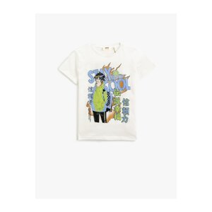 Koton T-Shirt Anime Printed Short Sleeve Crew Neck