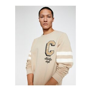 Koton College Sweatshirt Raised Crew Neck