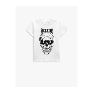Koton Skull Print T-Shirt Short Sleeved Crew Neck Cotton